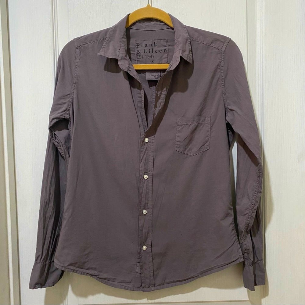 Frank and Eileen Button front ladies S shirt Barry Solid Gray Lightweight NICE!